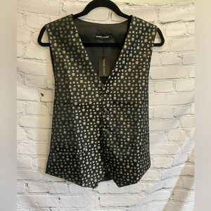 5/$20 Men’s Barry Wang Winter Holiday Black & Silver Snowflakes Formal Vest Sz S